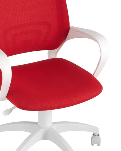 Кресло оператора Topchairs ST-BASIC-W спинка белая сетка TW-15 сиденье красная ткань 26-22 крестовин УТ000036063 Stool Group, красный/ткань, ножки/пластик/белый, размеры - ****635*605 фото 3